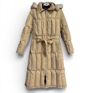 Vintage 70s Canadown 🇨🇦 Goose Down Parka Coat Puffer Faux Fur Belted Hooded S/M